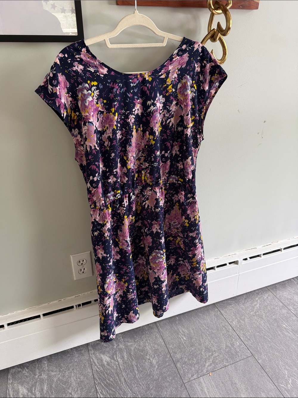 Old Navy Navy Dress with Pink and Yellow Floral Print